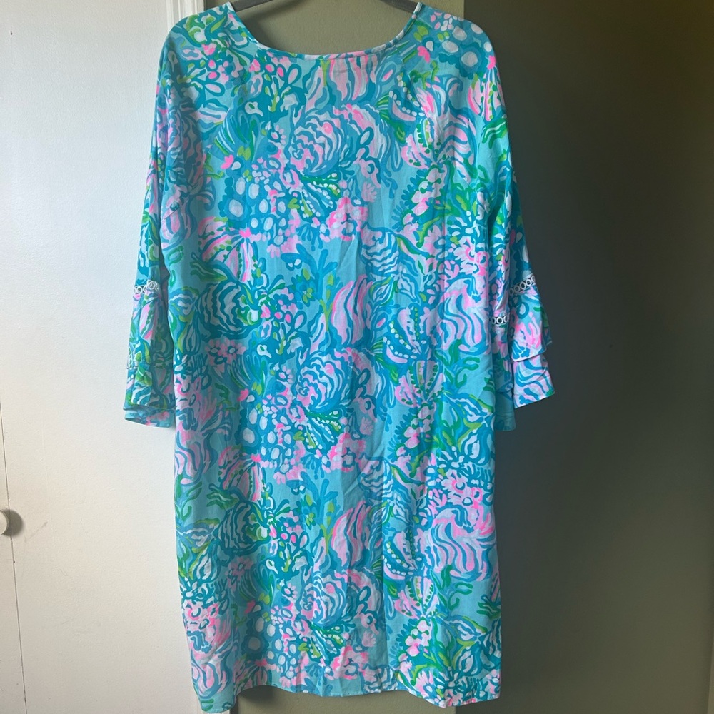 Lilly Pulitzer Azita Tunic Dress w/Tassel Blue Ibiza Aqua La Vista NWT $148 - Picture 2 of 8